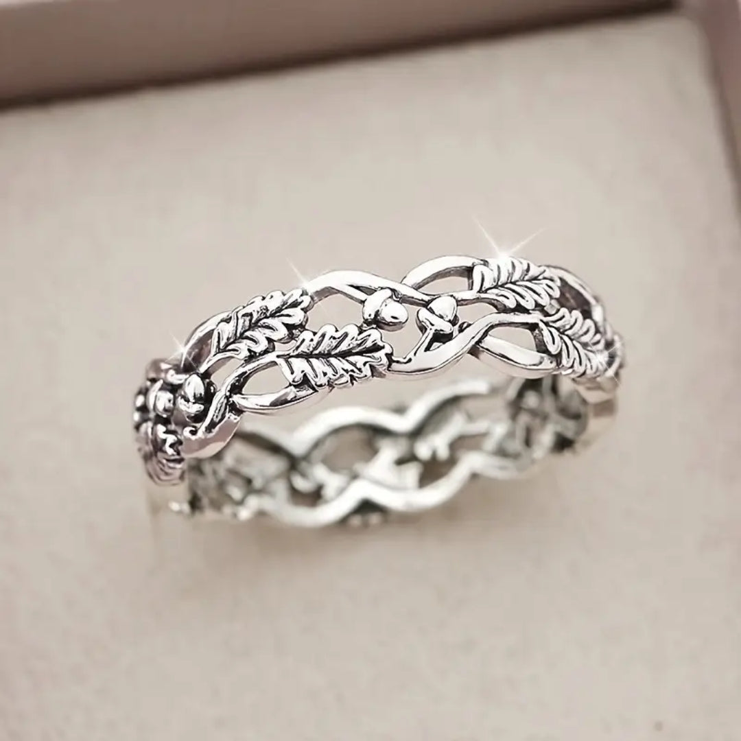 Bague creuse en argent plaqué en forme de feuille