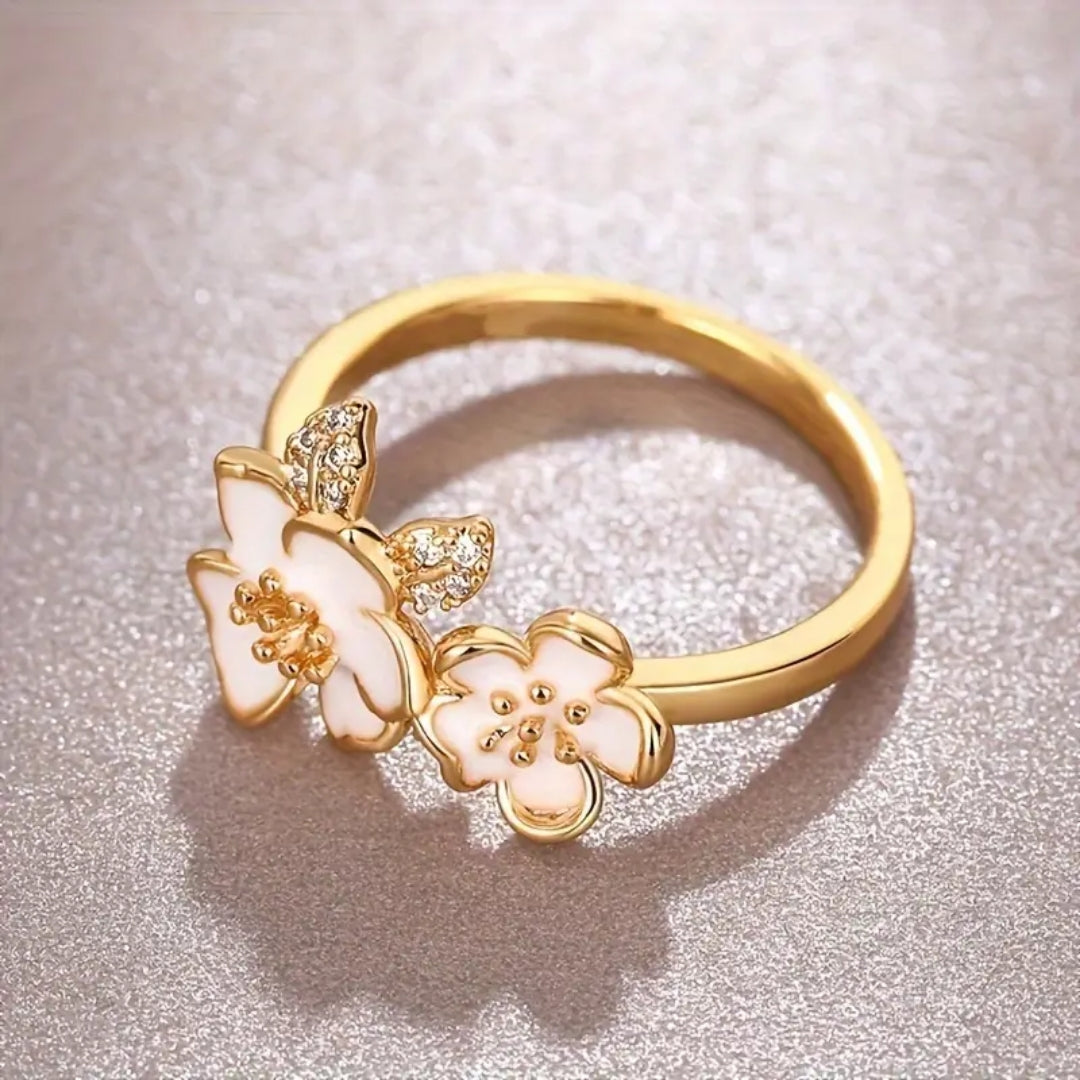 Bague en Or Bright Gold Fleur Blanche