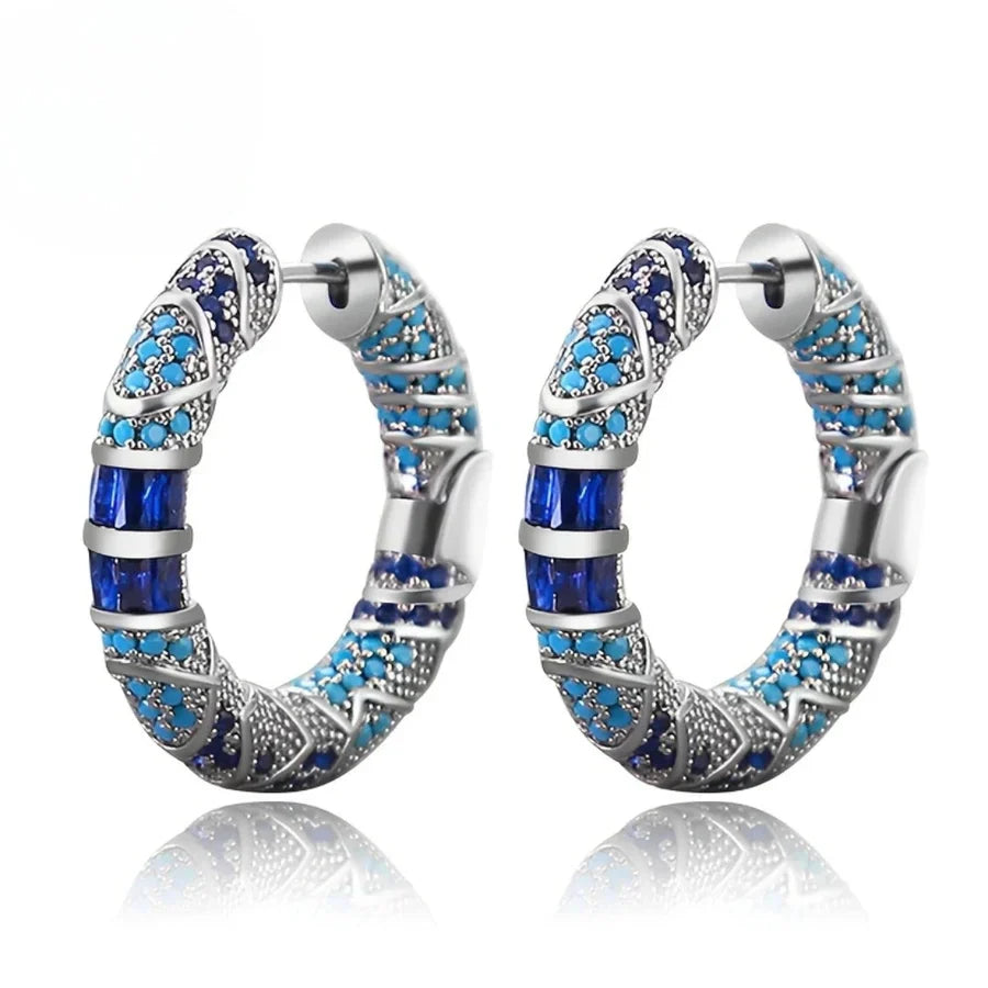 Boucles d'oreilles créoles étincelantes | Or blanc