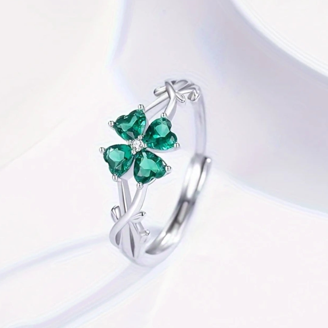 Bague en argent avec branche et fleur turquoise