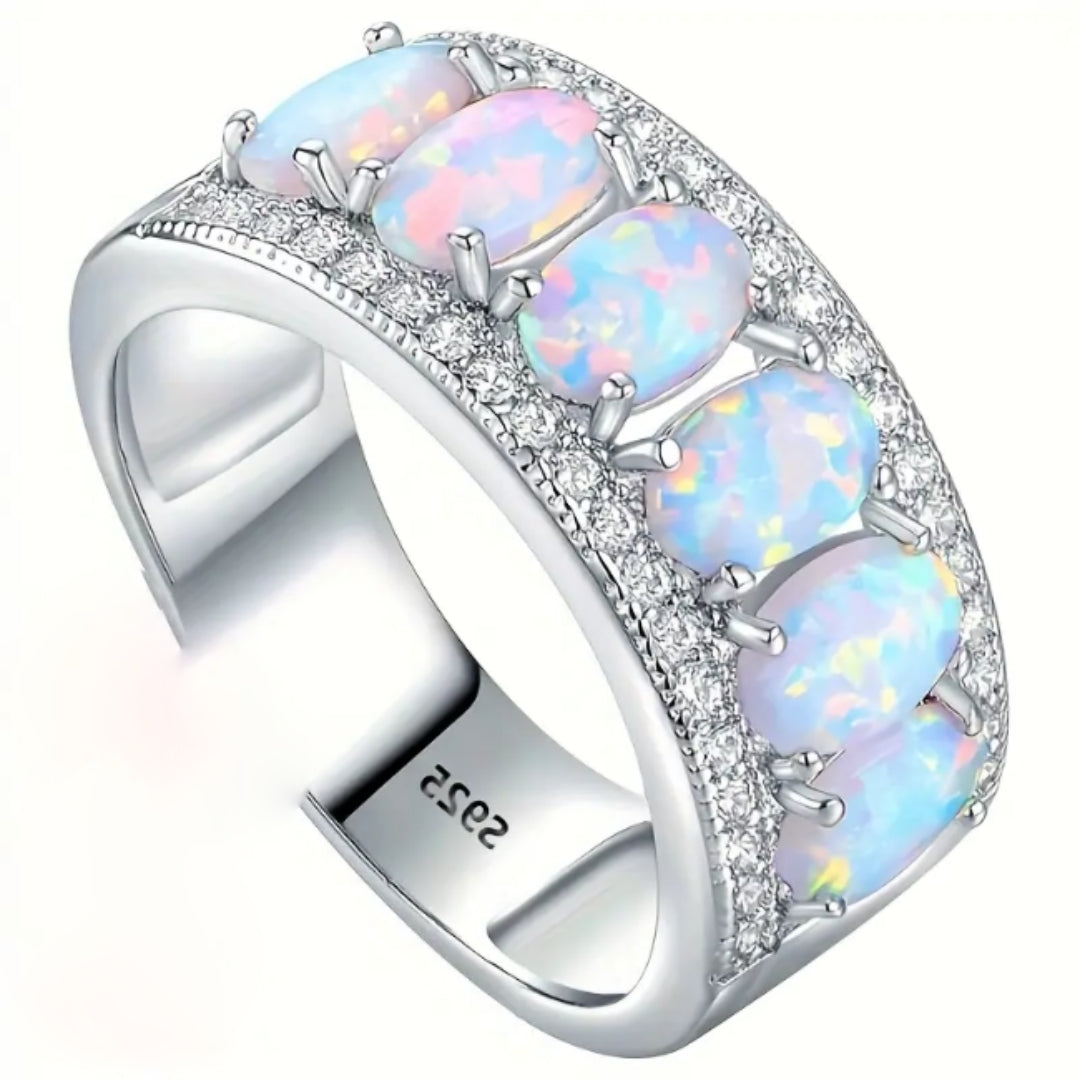 Bague Opale Argentée Brillante