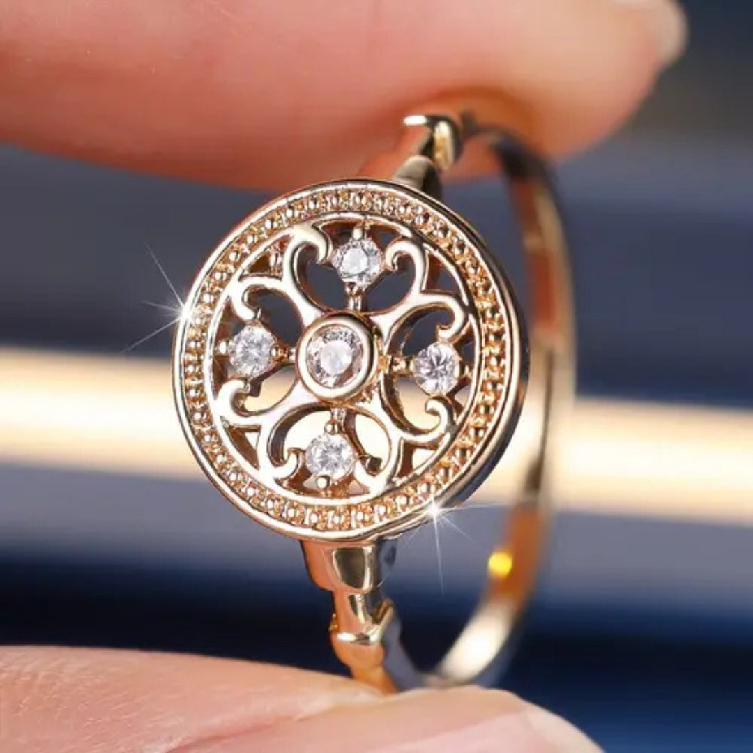 Bague Ronde en Zirconium Creux Doré