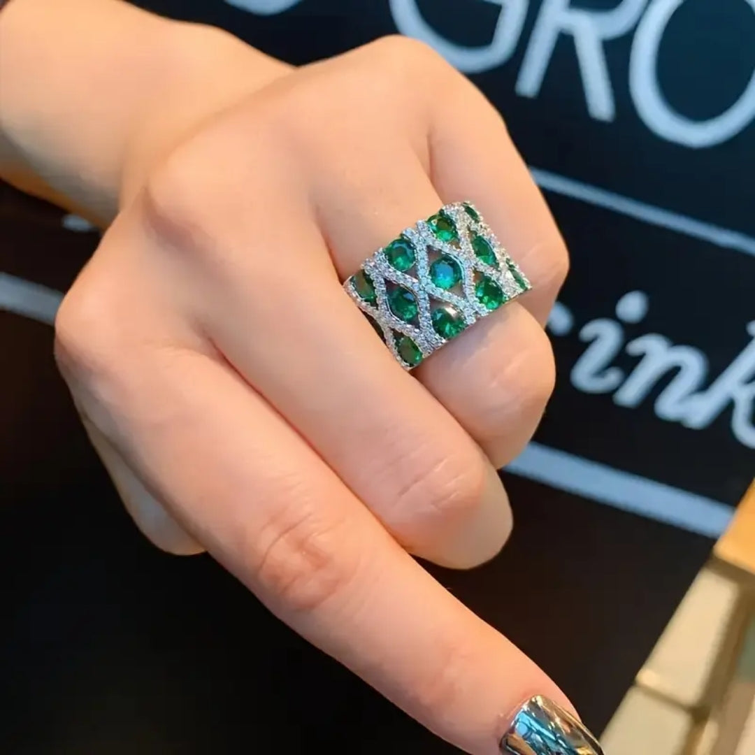 Bague en Maille de Cristal Vert