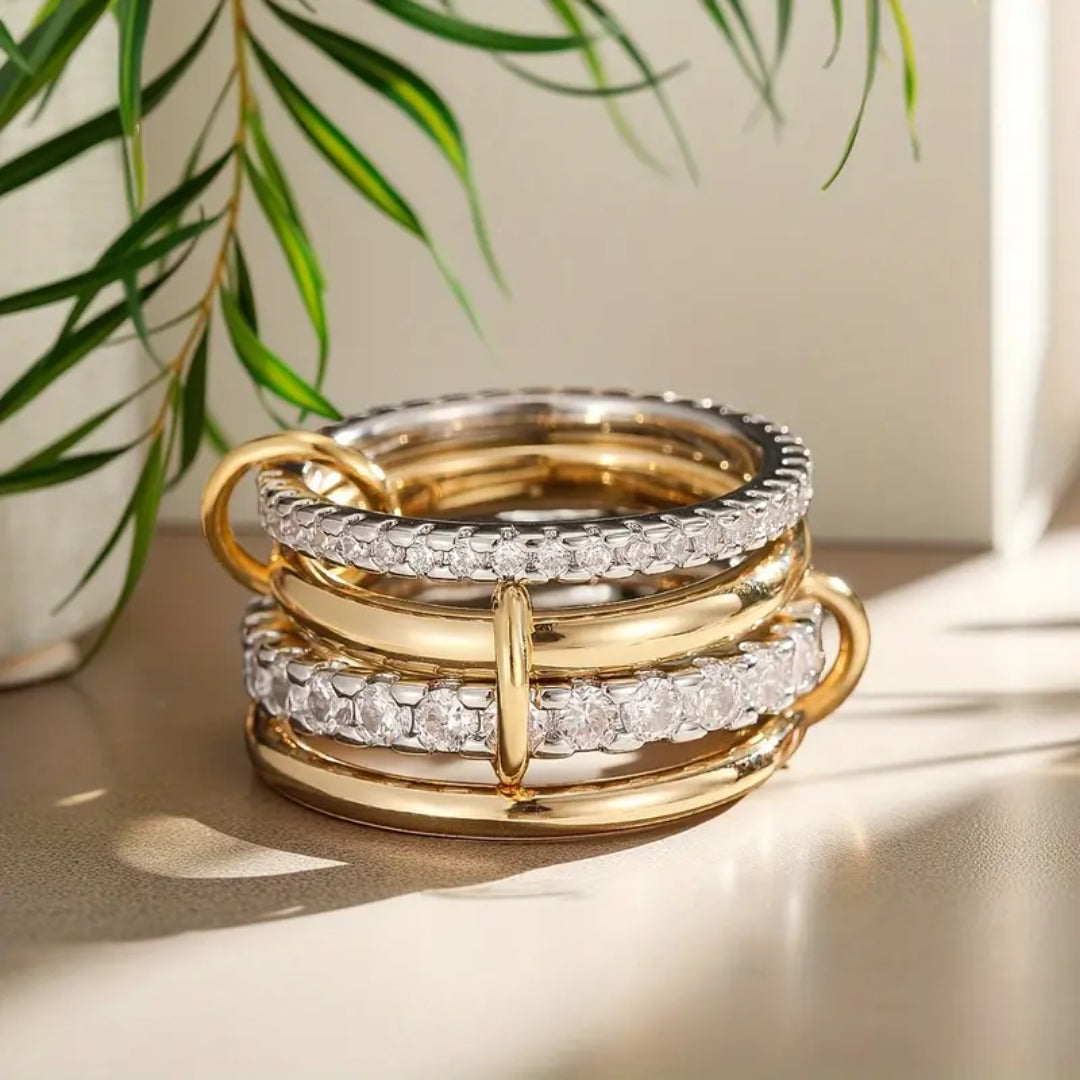 Bague Élégante en Zircon et Or