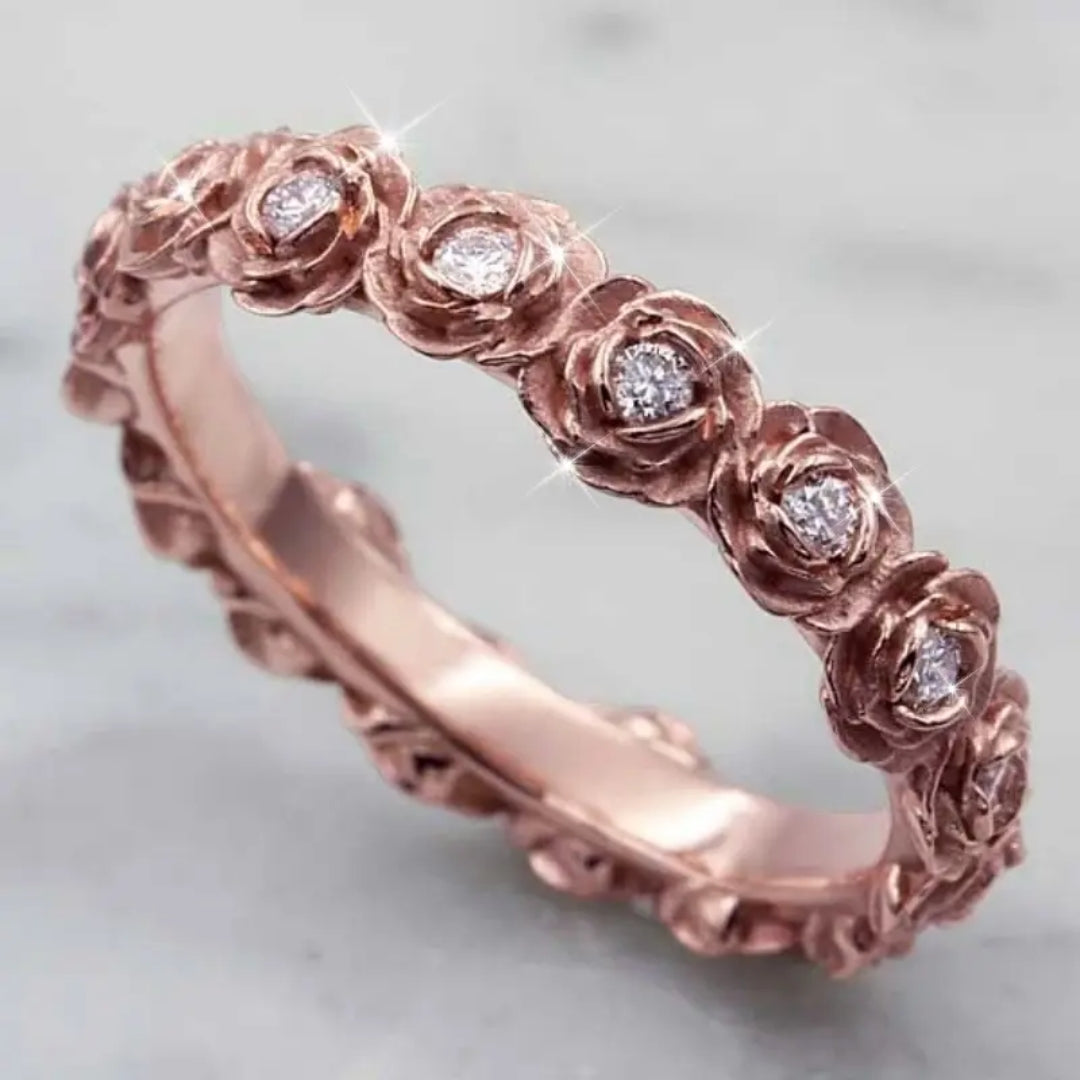 Bague en Zirconia Rose Flower Trail