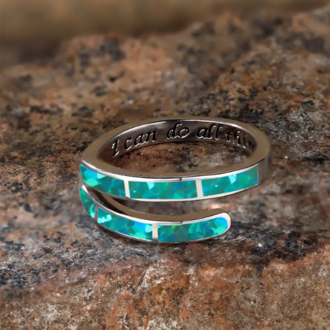 Bague en argent avec opale turquoise ajustable