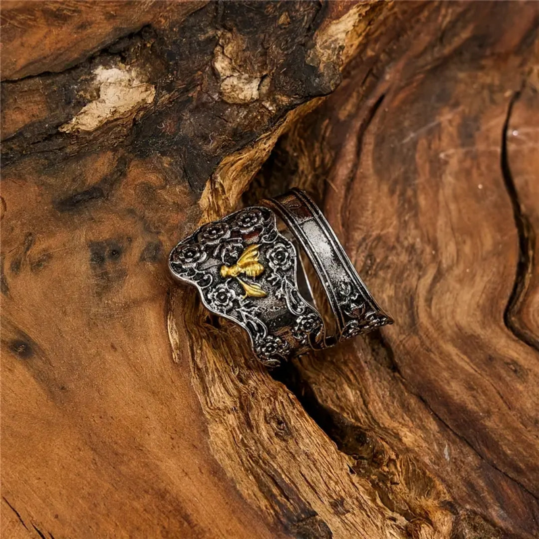 Bague en Argent avec Traînée d'Or