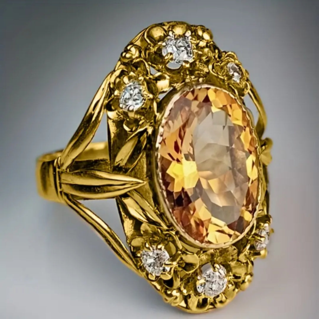 Bague en Or avec Cristal Orange