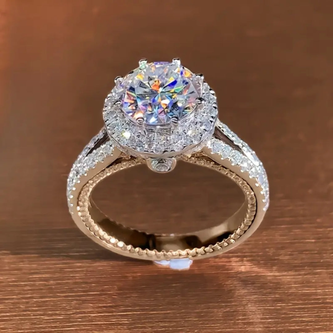 Bague Ronde en Cristal Blanc Étincelant