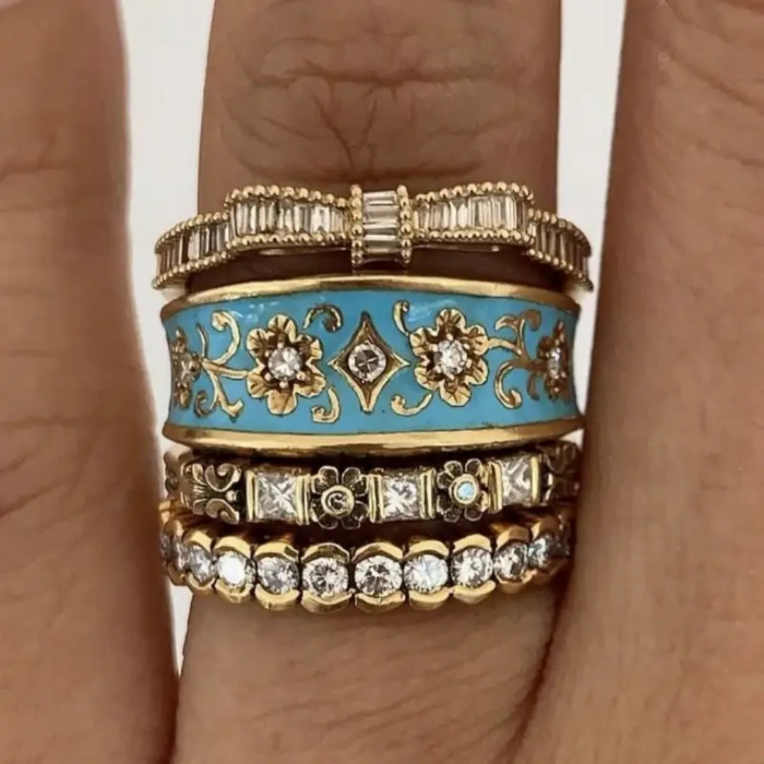 Bague en Zirconia Émaillée Bleue Brillante