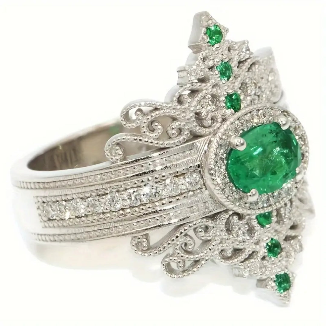 Bague en Argent Émeraude Cristal