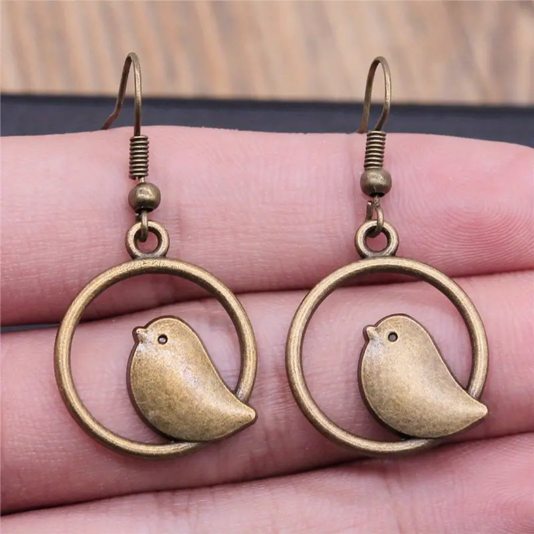 Boucles d'oreilles en forme de cerceau Golden Birdies