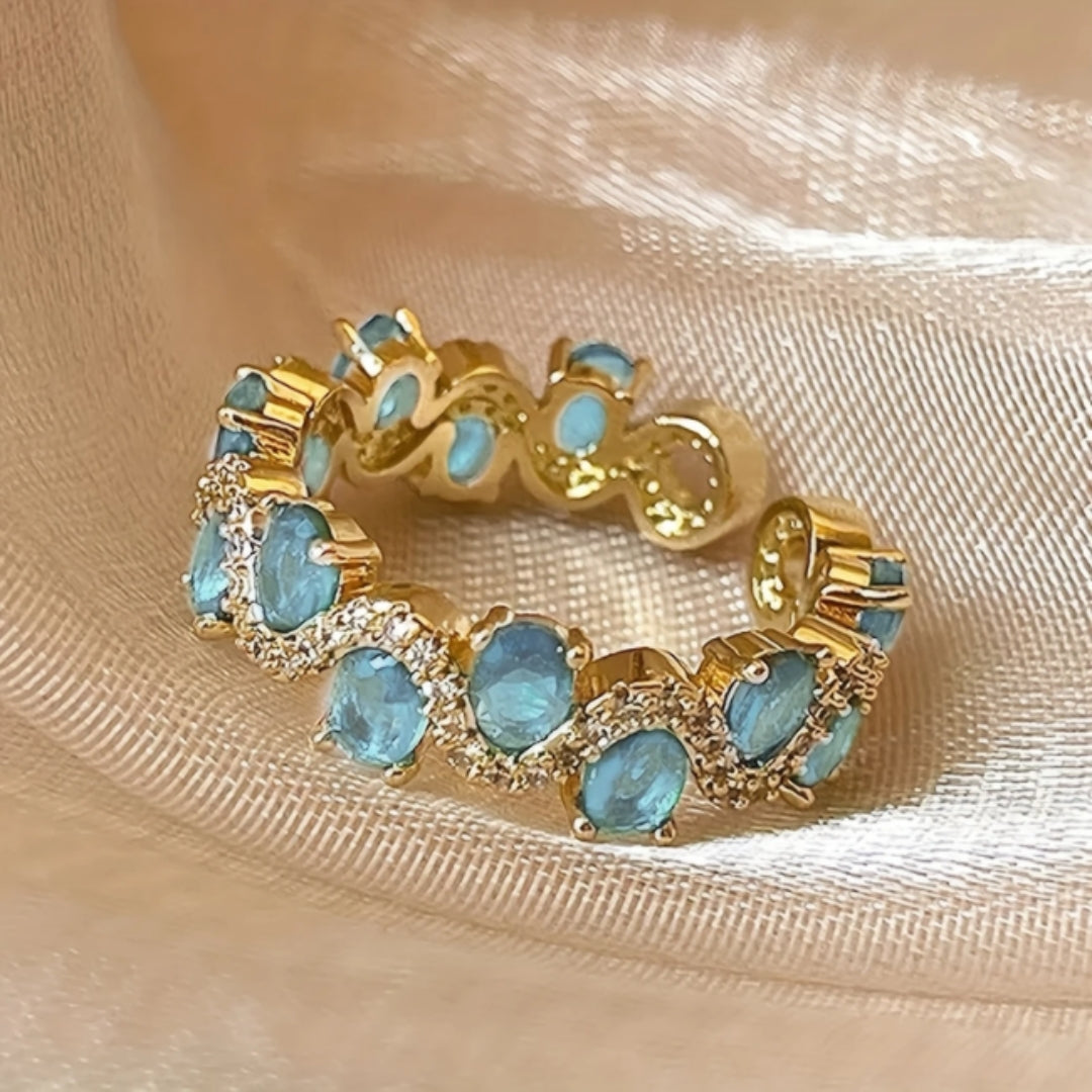 Bague en Or Cristallin Bleu