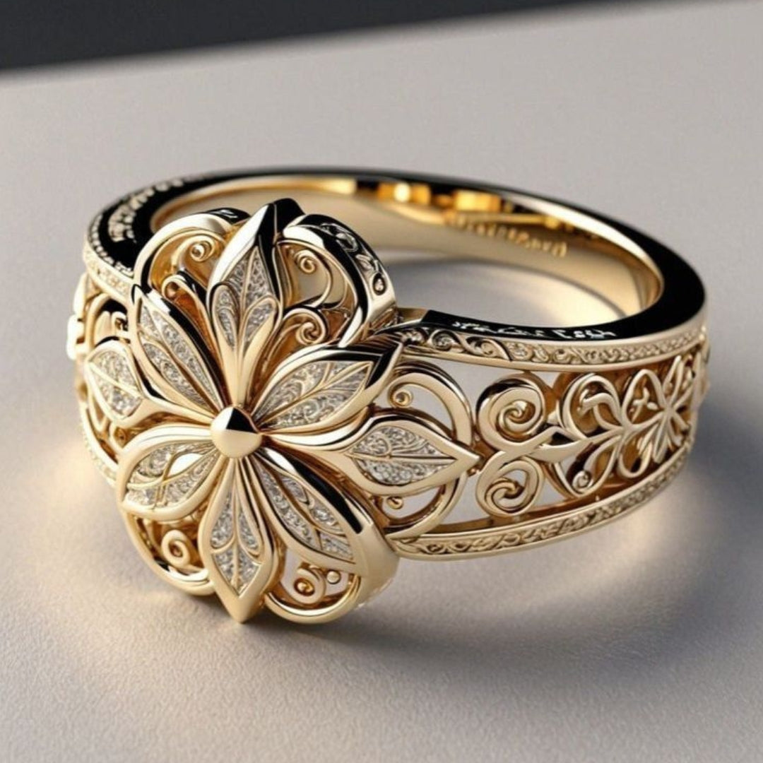 Bague en Or avec Zirconia Florale Exotique