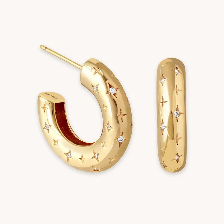 Boucles d'oreilles cosmiques en or blanc 16k