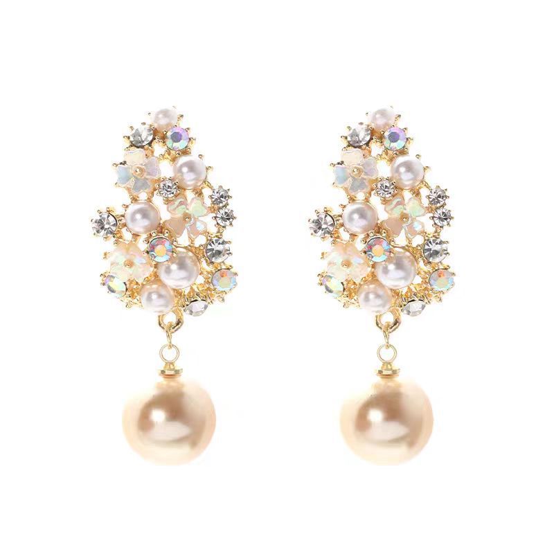 Boucles d'oreilles en perles de fleurs élégantes | Or