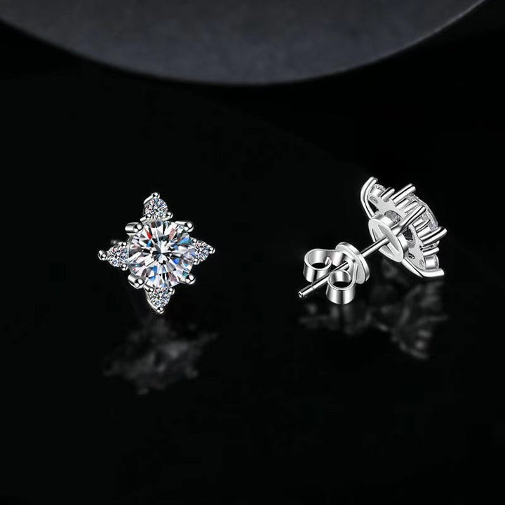 Boucles d'oreilles fleur Aurelie | Or blanc 16k