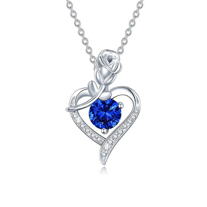 Collier Cœur en Rose Saphir | Or Blanc