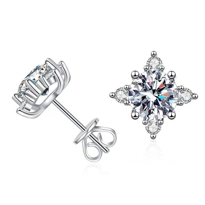 Boucles d'oreilles fleur Aurelie | Or blanc 16k