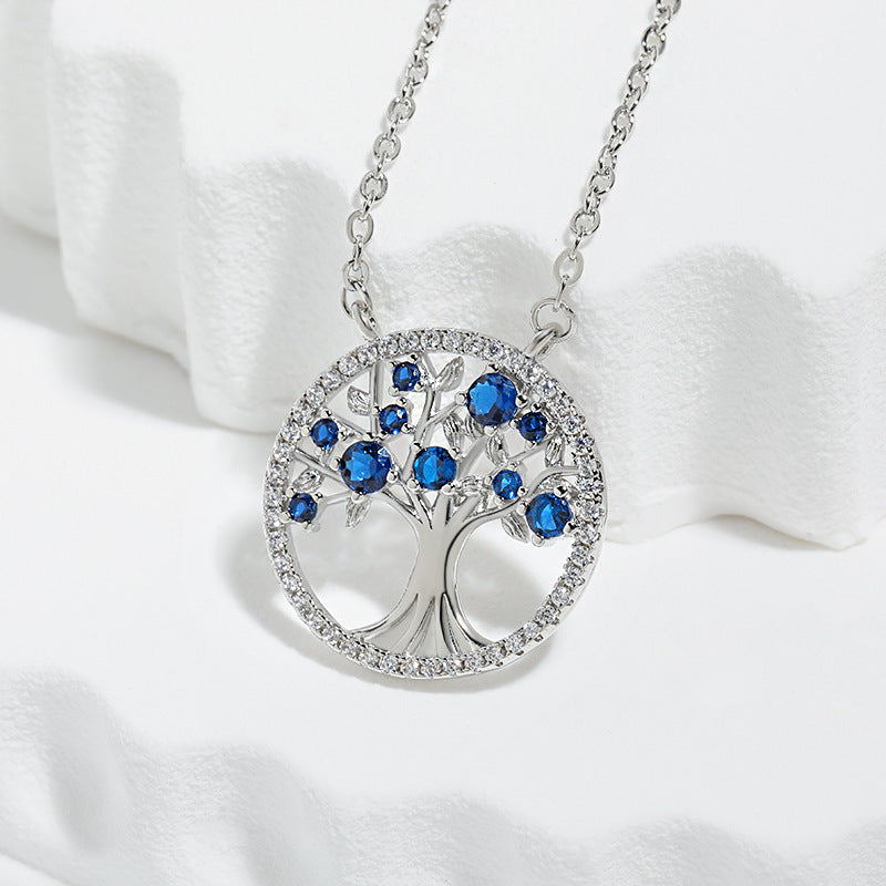 Collier Arbre de Vie en Saphir | Or Blanc