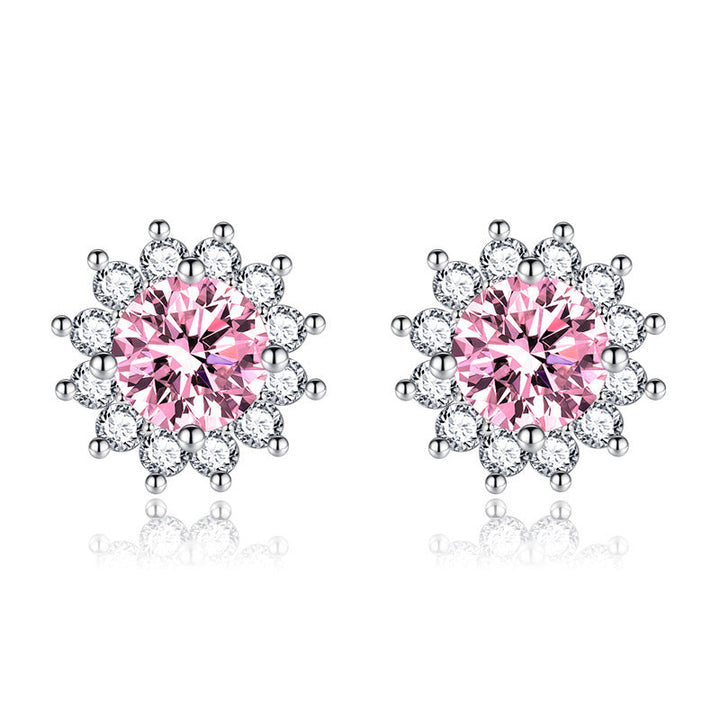 Boucles d'oreilles Muse ensoleillées Rose | Or blanc 18k