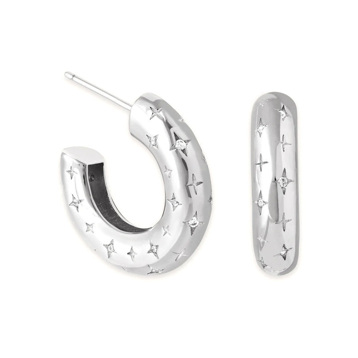 Boucles d'oreilles cosmiques en or blanc 16k