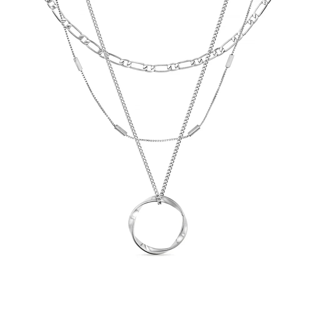 Collier à trois rangs Open Circle | Or blanc
