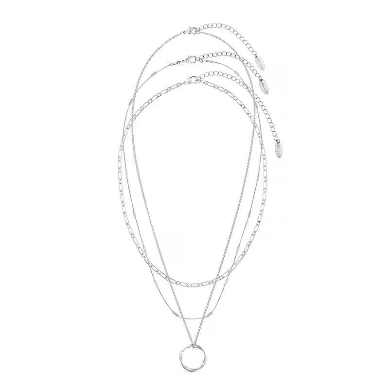Collier à Trois Rangées en Cercle Ouvert | Or Blanc