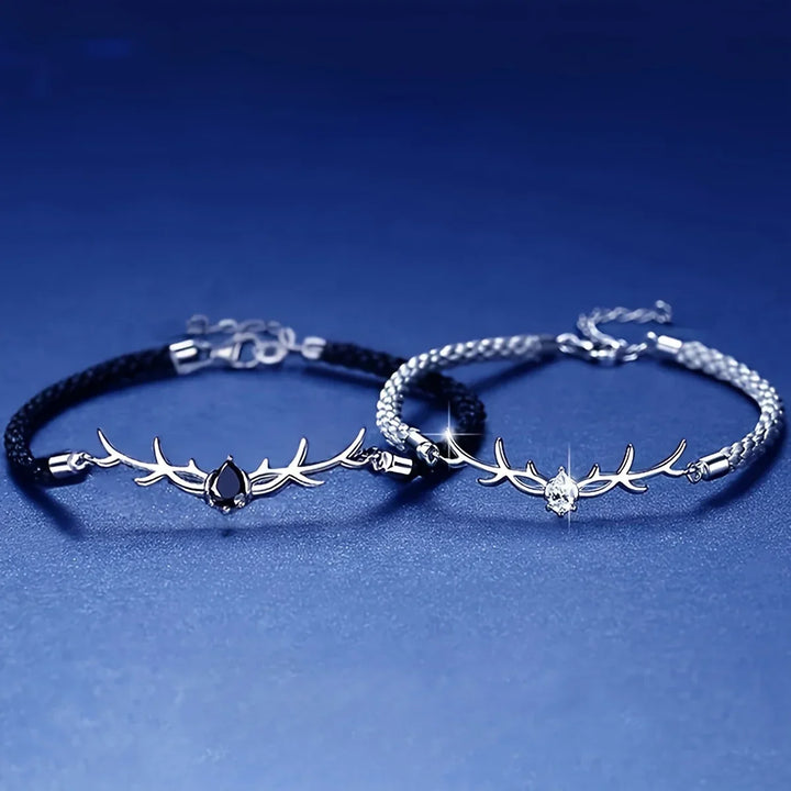 Bracelet en Cœur de Corne de Cerf avec Zircon