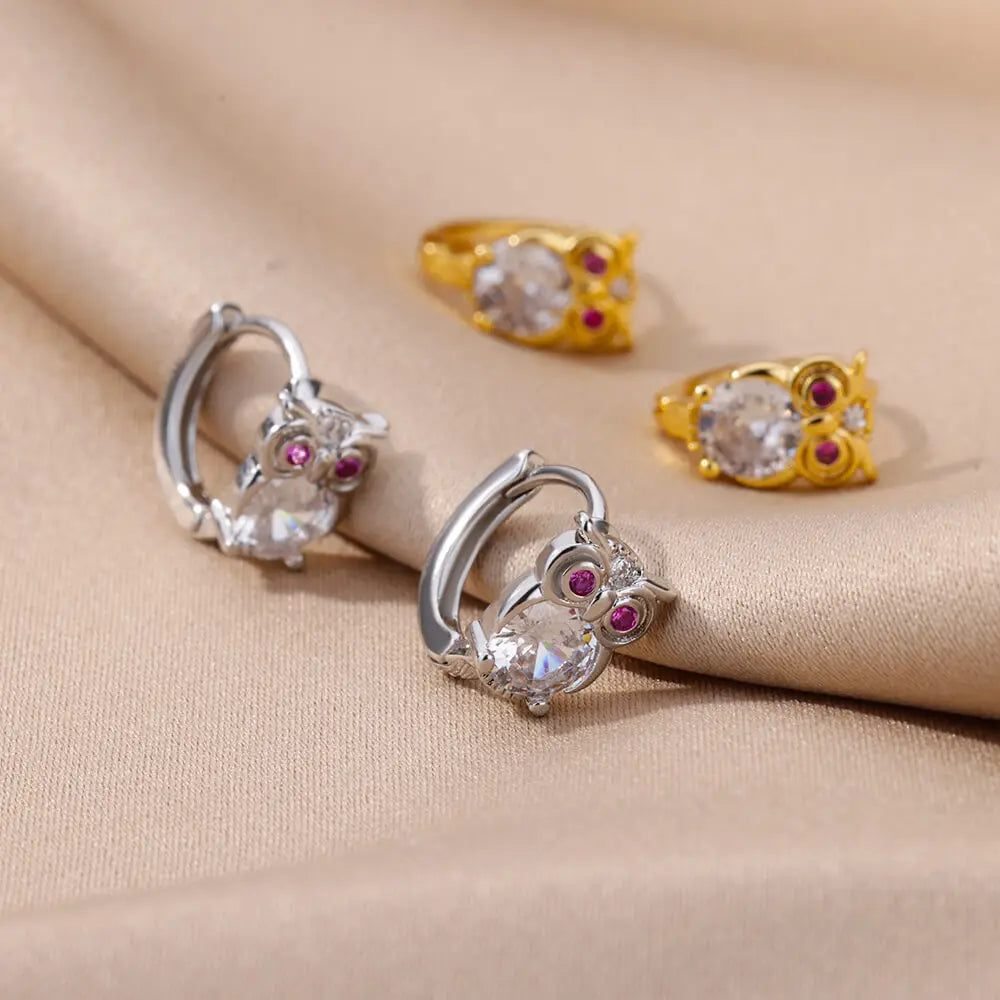 Boucles d'oreilles créoles en cristal animal