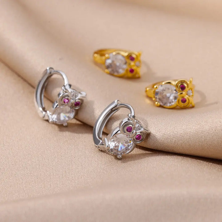 Boucles d'oreilles créoles en cristal animal