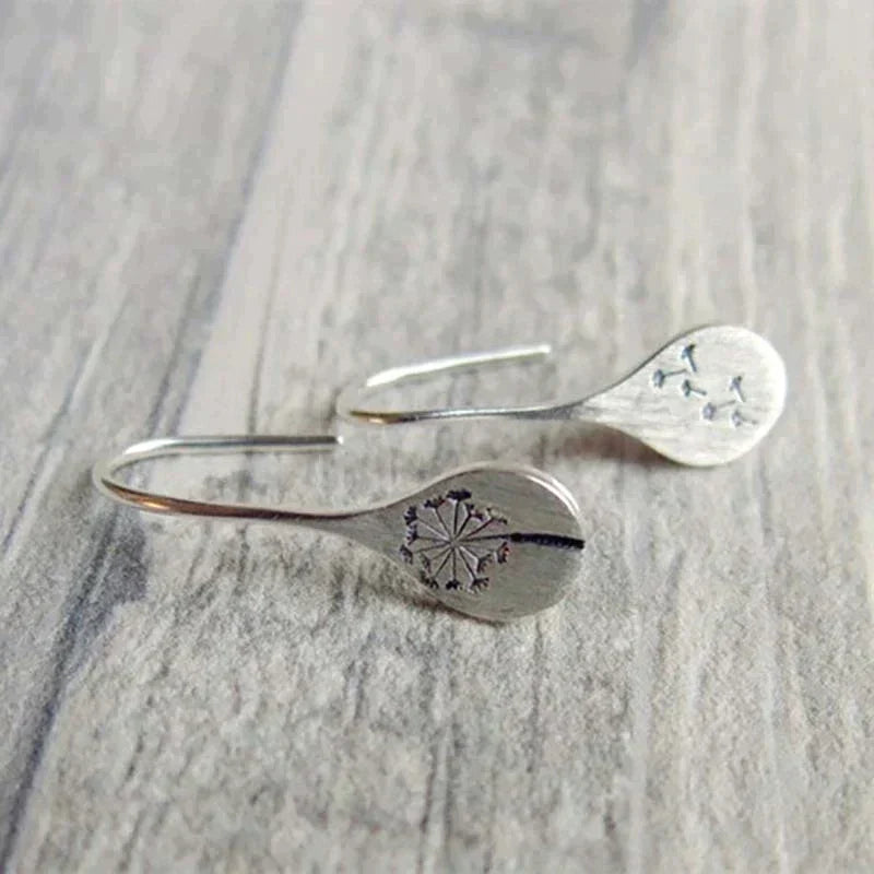 Boucles d'oreilles en argent sterling 925 en forme de feuille de pissenlit