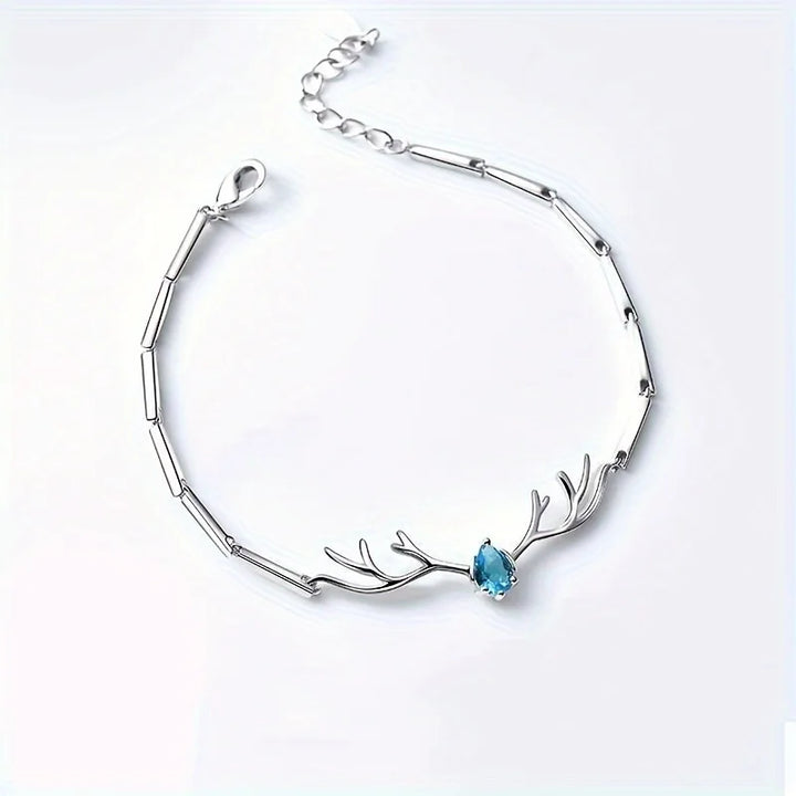 Bracelet en Cœur de Corne de Cerf avec Zircon
