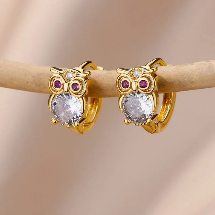 Boucles d'oreilles créoles en cristal animal