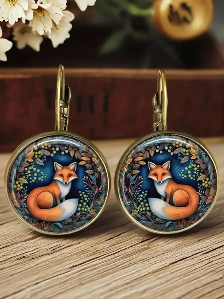 Boucles d'oreilles en verre avec dôme animal fantaisiste