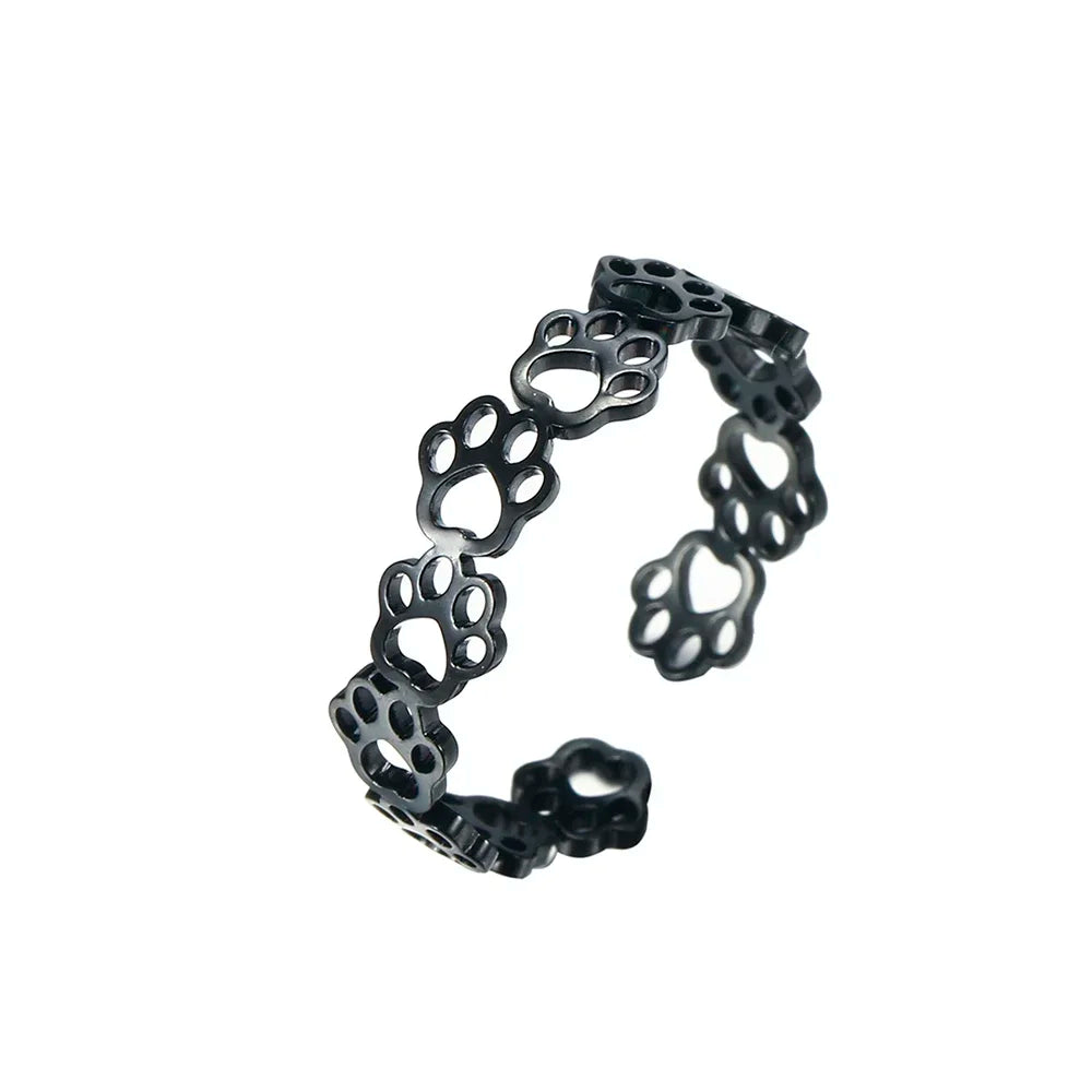 Bague à Empreinte de Patte Ajustable – Fabriquée en Acier Inoxydable