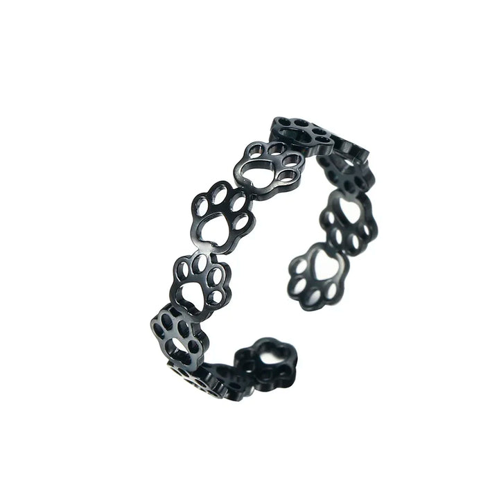 Bague à Empreinte de Patte Ajustable – Fabriquée en Acier Inoxydable