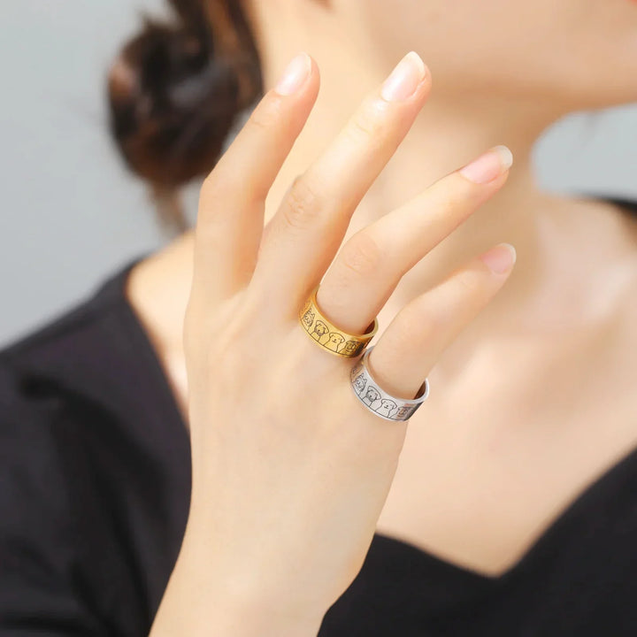 Bague Large en Acier Inoxydable - Design Gravé pour Femmes