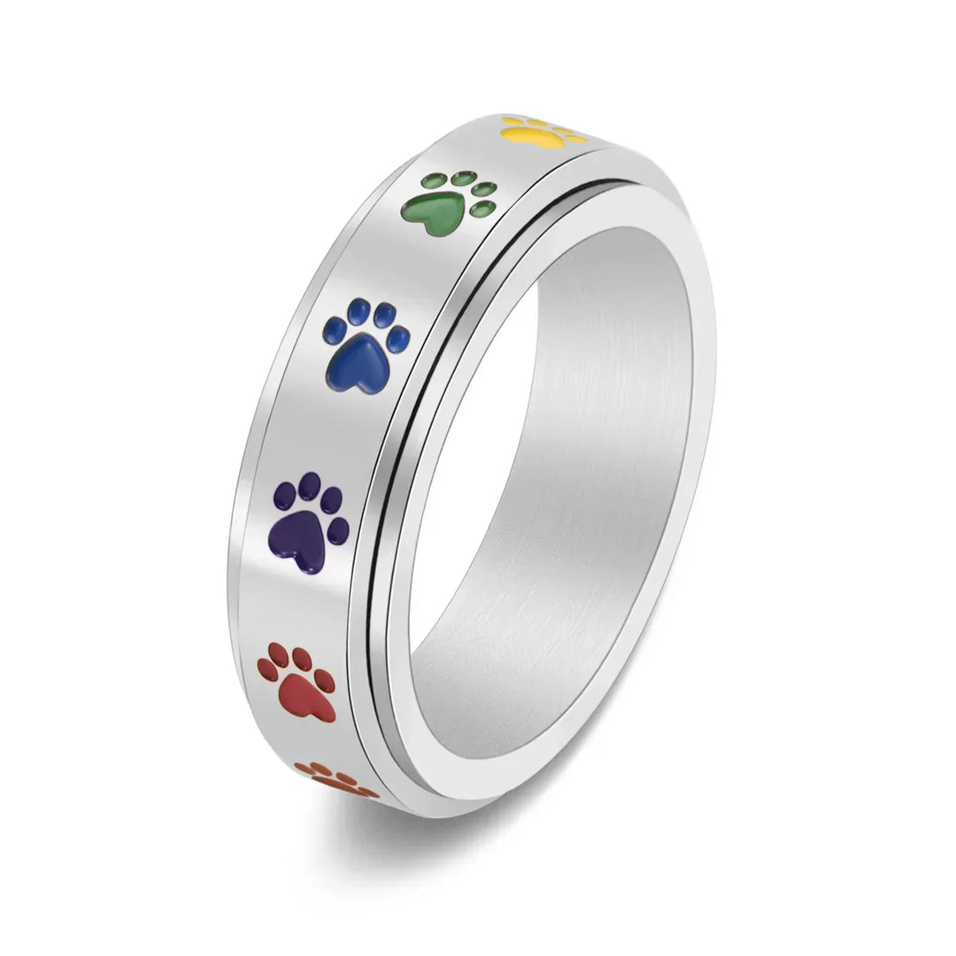 Bague Anti-Stress Pivotante en Acier Inoxydable avec Pattes Arc-en-Ciel