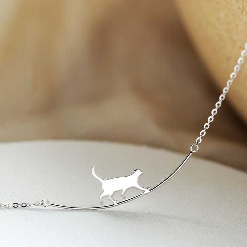 Collier de Chat Grimpant en Argent