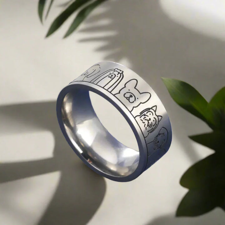 Bague Large en Acier Inoxydable – Design Gravé pour Femmes