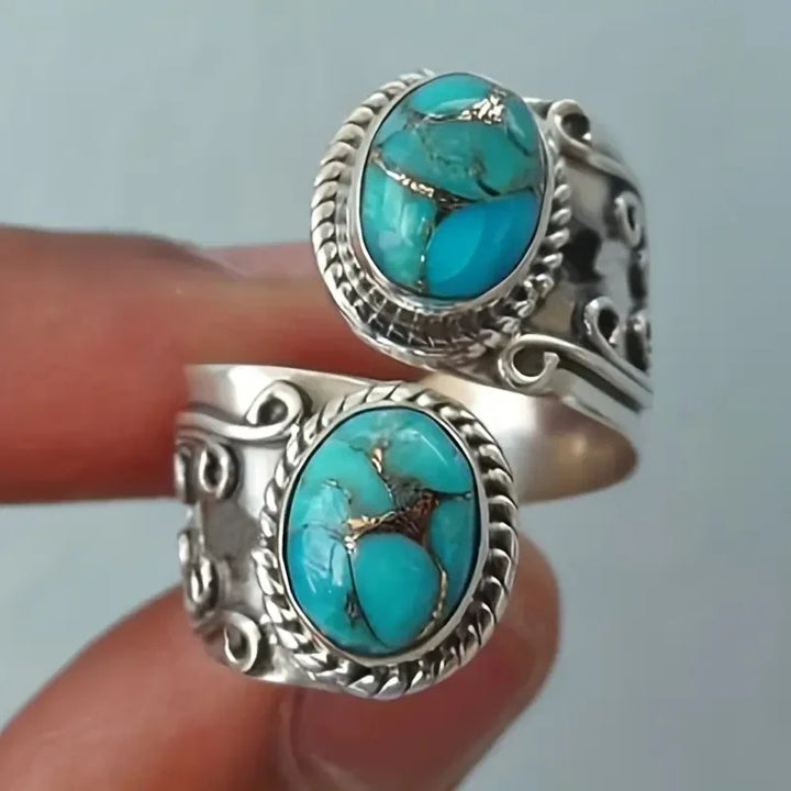 Bague en Croix Turquoise Vintage Élégante