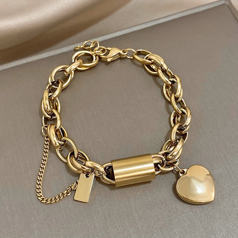Bracelet Chunky Réconfortant | Or Blanc