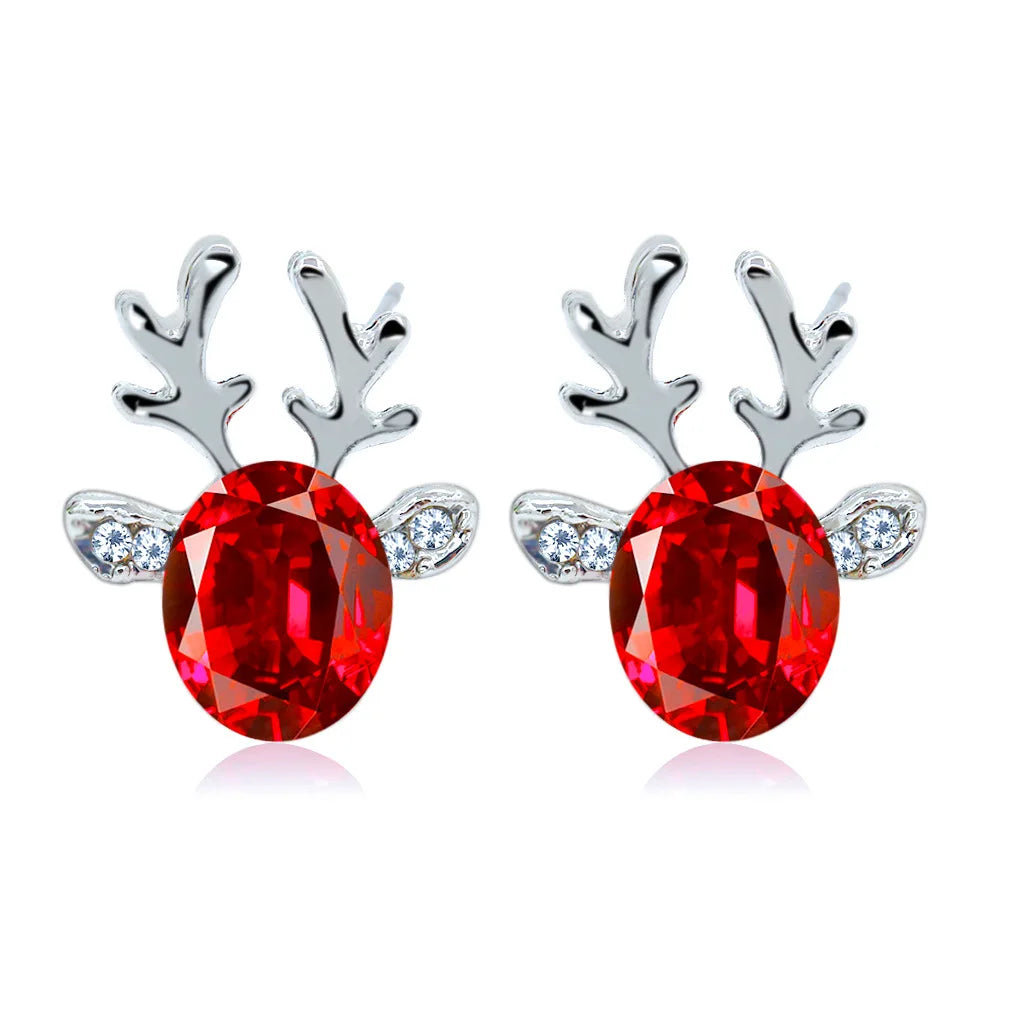 Boucles d'oreilles en cristal de renne festif