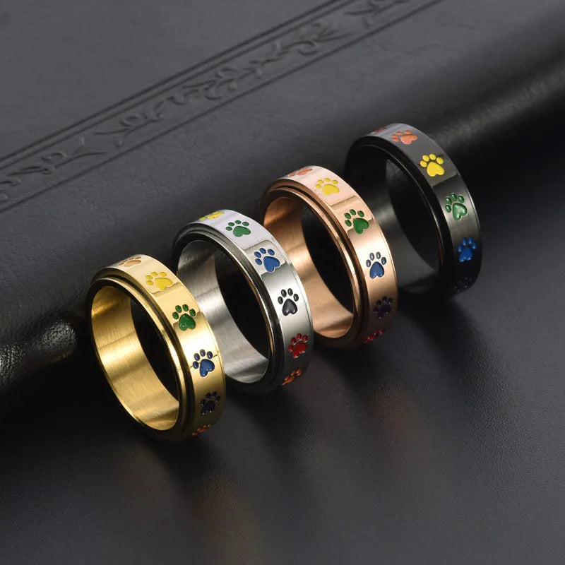 Bague à Pattes Réductrice de Stress Rotative – Acier Inoxydable avec Pattes Arc-en-Ciel
