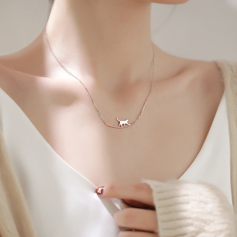 Collier de Chat Grimpant en Argent