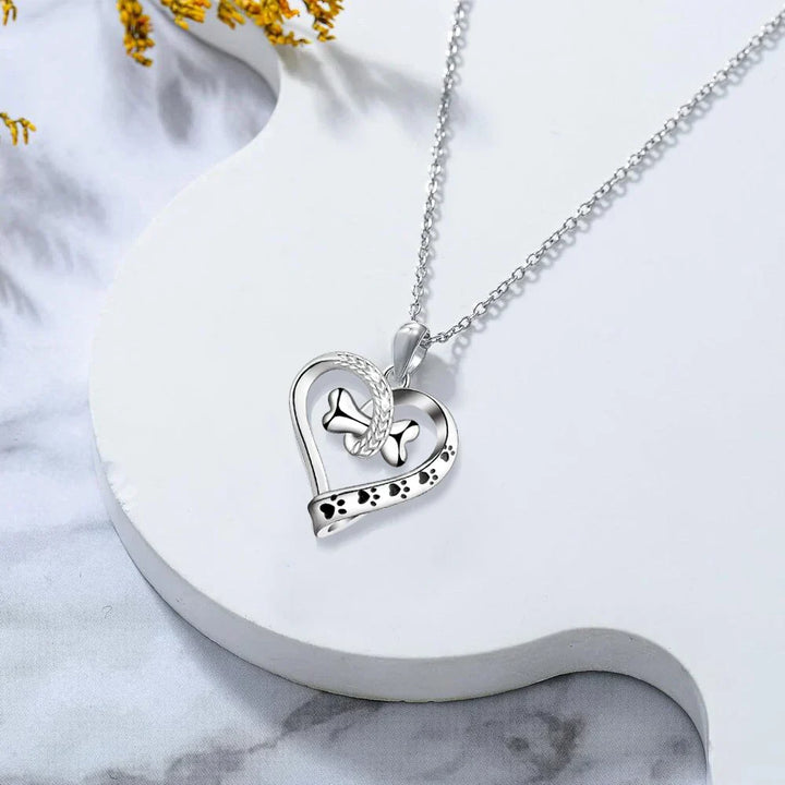 Ensemble de Bijoux 2 Pièces avec Charms Patte, Cœur & Os