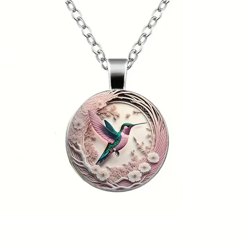 Collier Pendentif en Verre Colibri