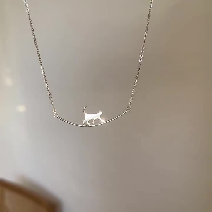 Collier de Chat Grimpant en Argent