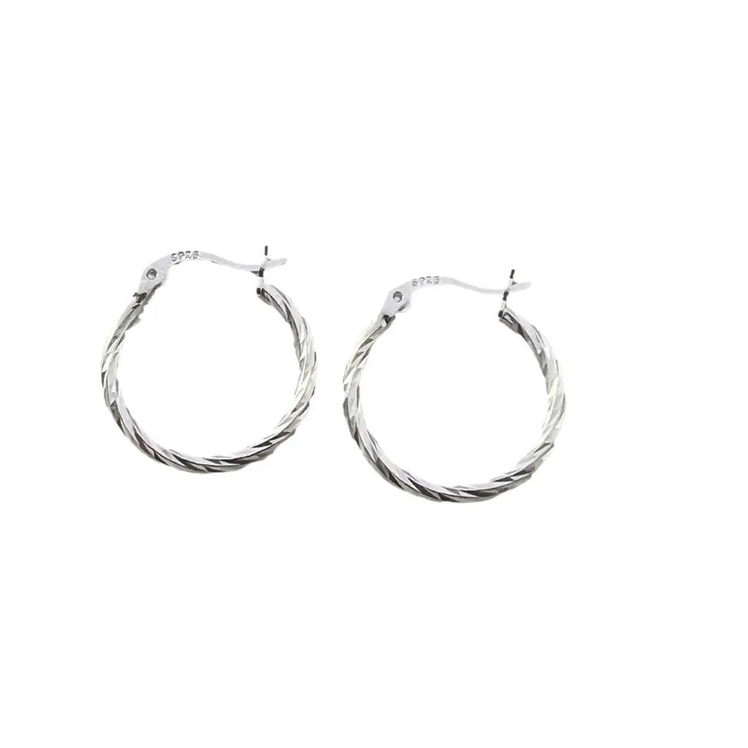 Boucles d'oreilles en argent à anneau torsadé